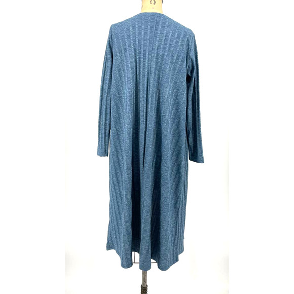 Lularoe Sarah Cardigan Duster Sweater Ribbed Blue Marl Knit M - Picture 2 of 9